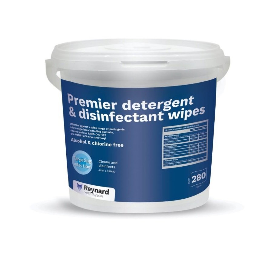 Premier Detergent & Disinfecting Wipes Reynard (Tga Listed), Bucket 280