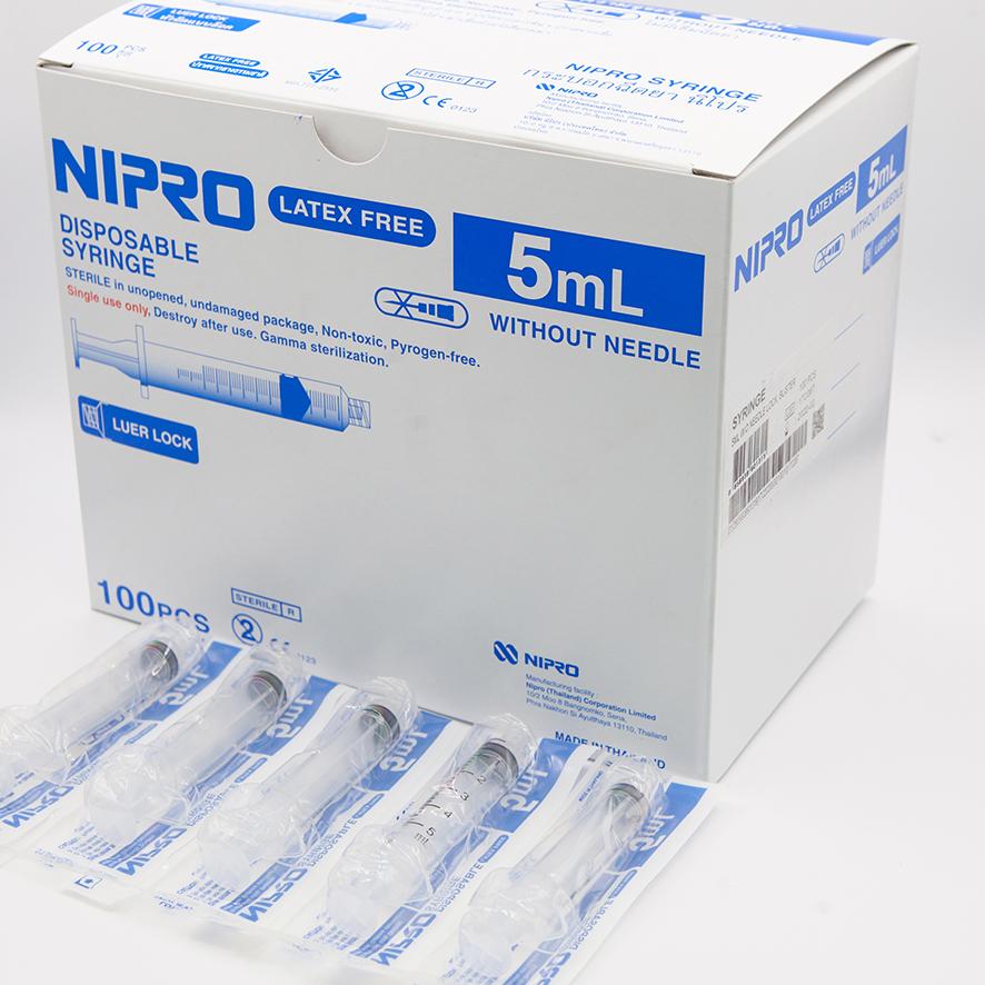 NIPRO SYRINGE 5ML L-LOCK WITHOUT NEEDLE BOX 100