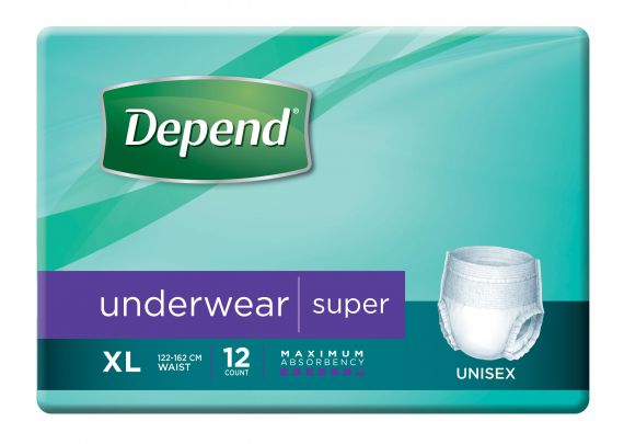 Depend Underwear Super Unisex Xl 19617 PKT 12