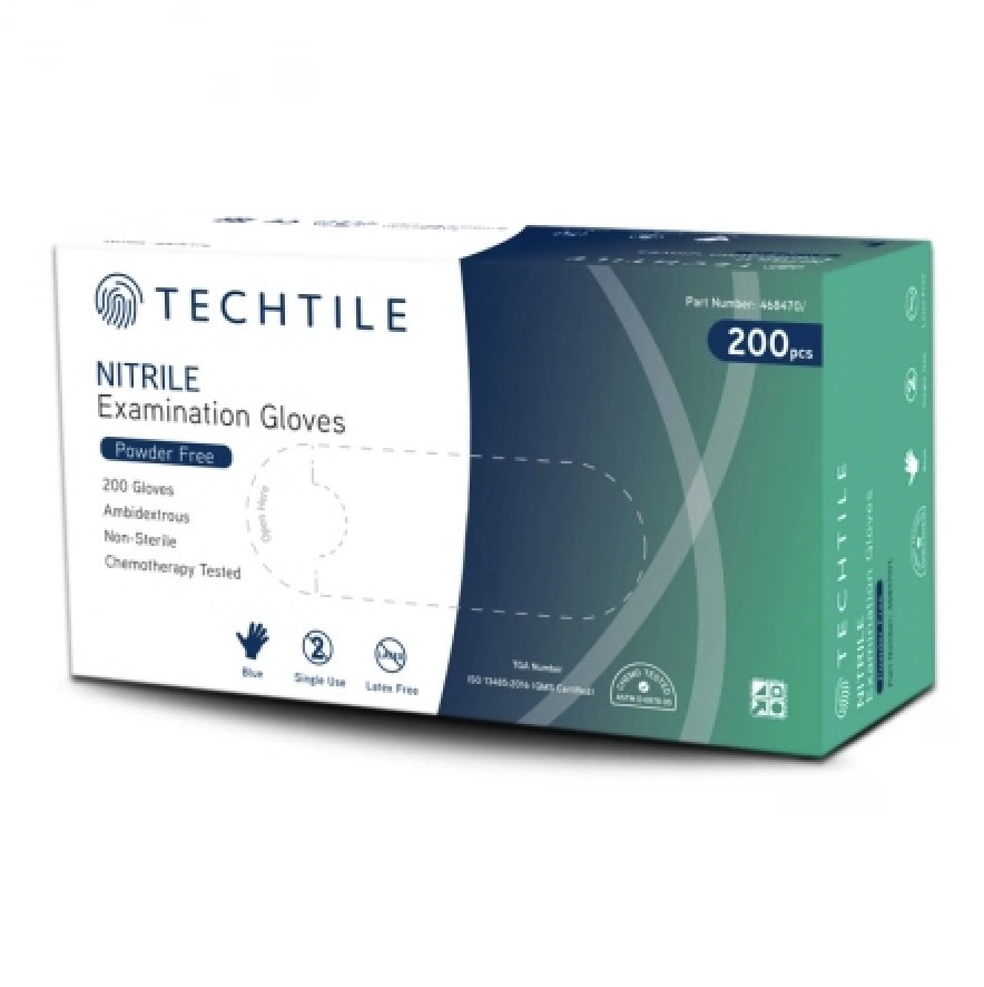 Techtile Gloves Nitrile Pf Large Blue, BOX 200