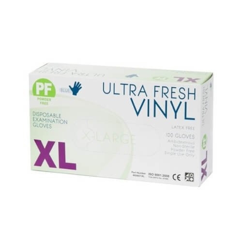 Ultrafresh Gloves Vinyl Powder Free X-Large Blue, BOX 100