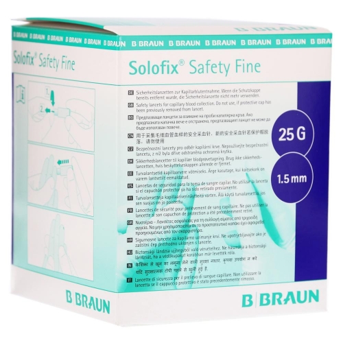 Solofix Safety Lancets 25gx1.5mm, BOX 200