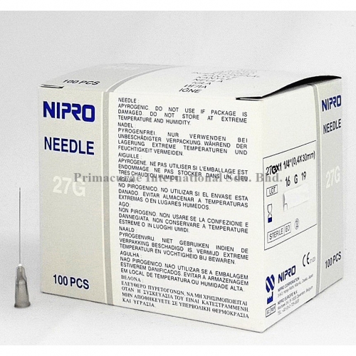 Nipro Needle 27g (0.4 Mm)X 1 ½" (40 Mm) BOX 100