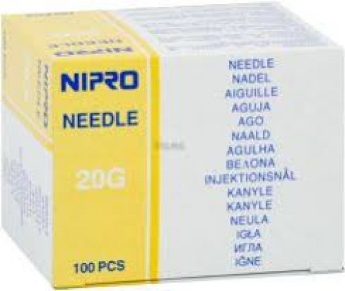 NIPRO NEEDLE 20G (0.9mm) x ½" (40mm) BOX 100