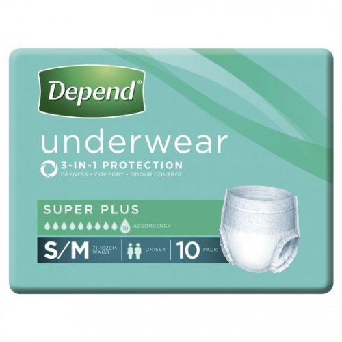 Depend Super Plus Unisex Underwear Small/Medium 19610 PKT 10