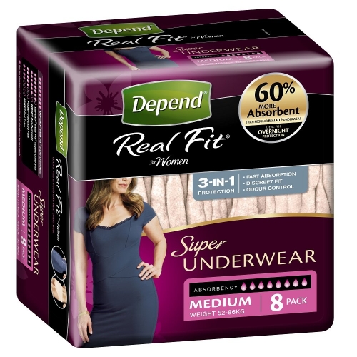 Depend Real Fit Underwear Women Super Medium 19645 PKT 8