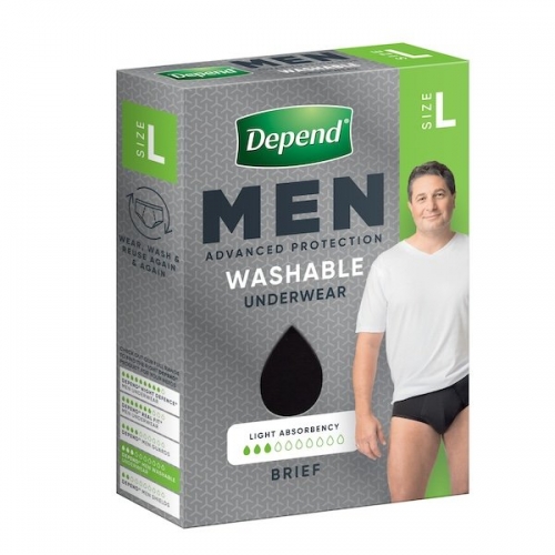 Depend Washable Brief Reusable Men Large Each