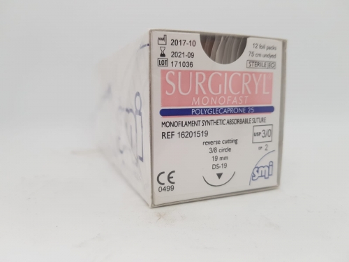 Suture Surgicryl Monofast 3/0 Ds19 75cm Undyed BOX 12