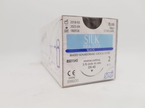 Suture Silk 2/0 Rc3/8 Ds45 75cm Black BOX 12