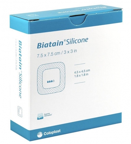 BIATAIN SILICONE ADHESIVE FOAM 7.5CMx7.5CM BOX 10