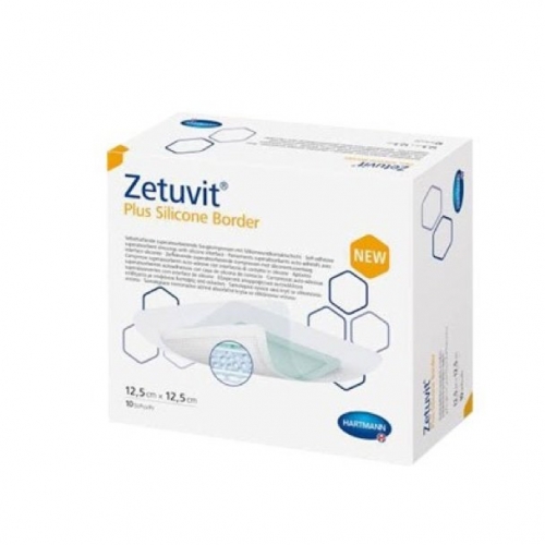 Zetuvit Plus Silicone Border 12.5cm x 12.5cm Box 10