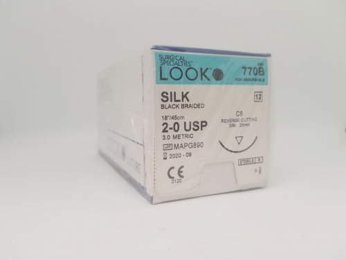 Ss Look Silk Suture Black 2/0 26mm 45cm BOX 12