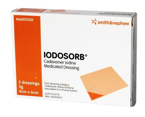 Iodosorb 5g Medicated Dressing Sheet 6cmx4cm BOX 5