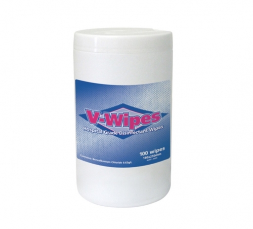 V-Wipes Hospital Grade Disinfectant  Wipes Tub 100